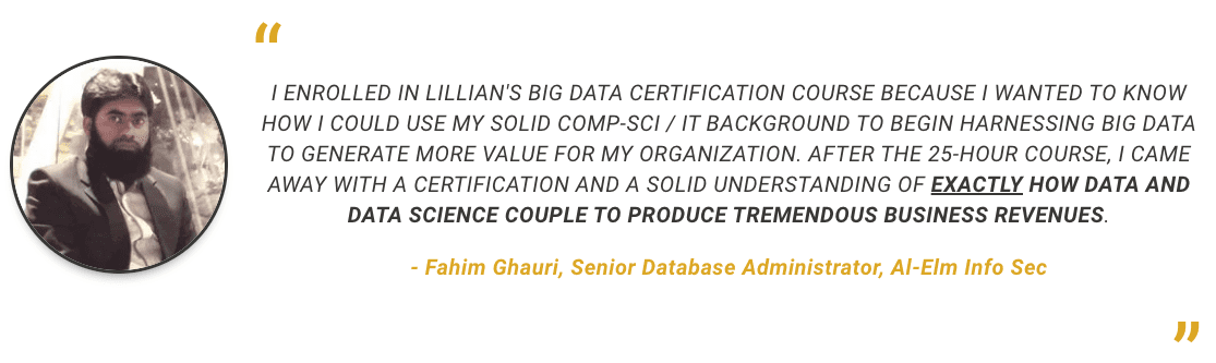 Client Testimonial on Lillian's Big Data Certification Course